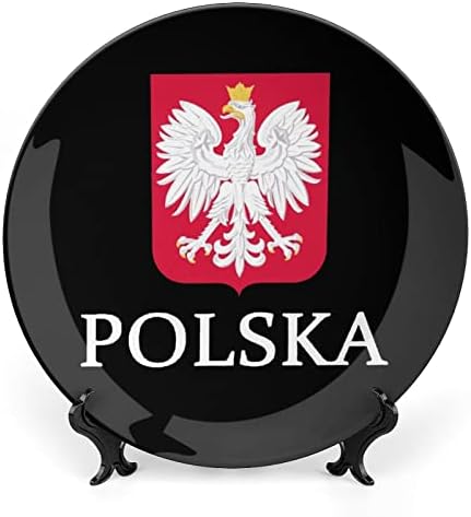 Патриотско Полско Полско Знаме Виси Керамичка Декоративна Плоча Со Штанд За Прикажување Прилагодени Подароци За Годишнина Свадба За Пар Родители