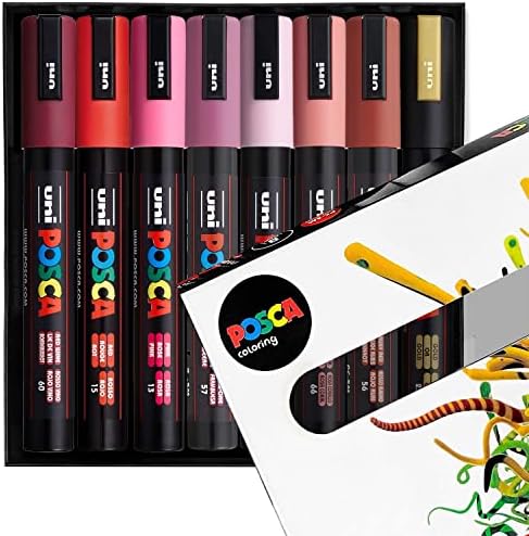 POSCA - PC -5M - Art Pens Marker Art Pens - 1,8-2,5 mm - Сет на в Valentубените од 8 во кутија за подароци