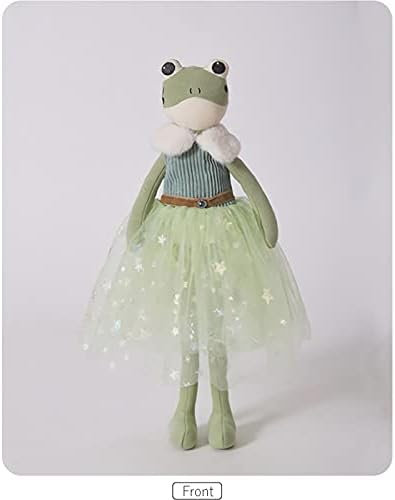 Zcpace Kawaii Alice Frog Plog играчка со зелено здолниште меко полнето животинско жаба Плиши перница кукла 15 ''