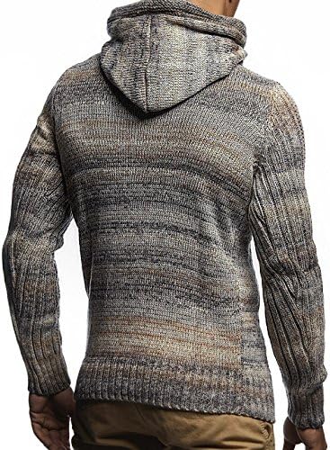 Леиф Нелсон Машки Плетен Пуловер | тенок качулка со Долги ракави | Основен зимски дуксер - Џемпер За Мажи