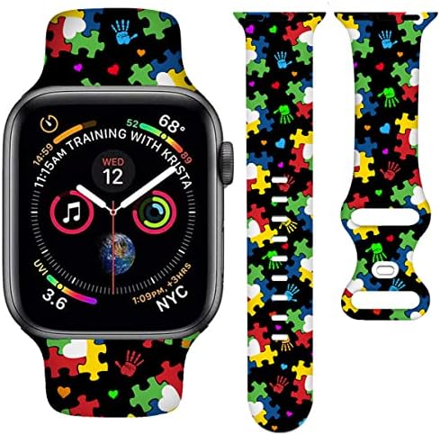 Смарт часовник за аутизам, паметна часовник, компатибилен со Apple Watch 38mm 40mm 42mm 44mm мека замена на силиконски ленти за