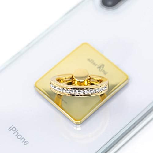 Завршен држач за прстен за мобилни телефони - штанд за смартфон Скарлет Кристал W/ 360 ротација на прстот за прсти, злато