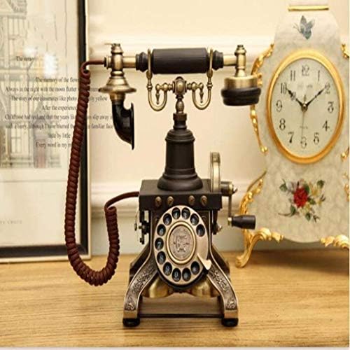 Antiquebin Antique Bronze Corne Change Firdline Dial Telephone со класичен мелодии подарок за стари лица, копче