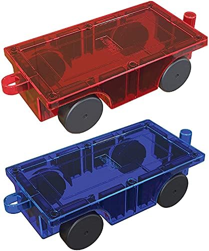 Picassotiles 100 парчиња плочки + 2 компјутерски камиони магнетни плочки Изградба на возила сет рано научете едукативни градежни блокови