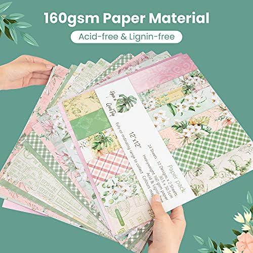 Yarumi 24 листови хартија за цвеќиња со цвеќиња, еднострана шема за хартија за хартија за модели за картичка/декорација, 6x6