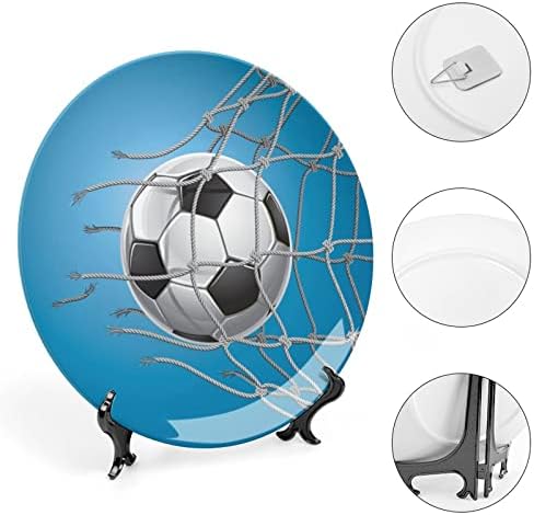Фудбалска топка цел керамичка коска Кина Декоративни плочи со штанд виси украси за вечера