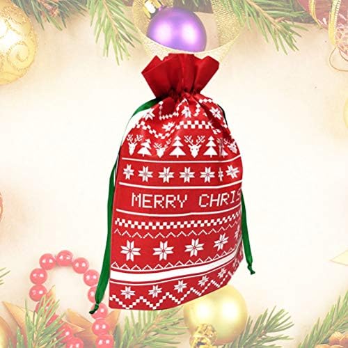 Амосфун 2 парчиња Божиќни Преносни Торби За Бонбони Чанта За Влечење Торба За Подароци Украси За Домашна Забава