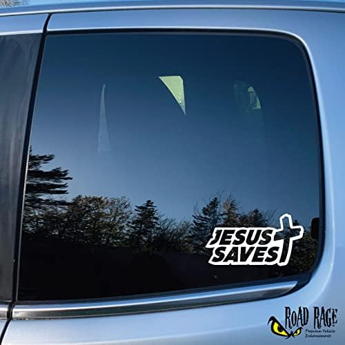 Декларации за премиум возило на патот - Исус заштедува налепница 2 пакет - автомобил, камион, компјутер, wallид, секоја чиста мазна површина