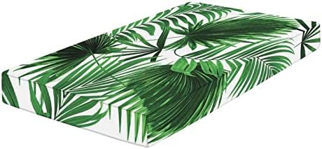 Декоративен креветче за креветчиња, микрофибер од палма лисја свиленка мека дете, вграден лист за душеци, 28 x 52 x 8 , реални живописни лисја