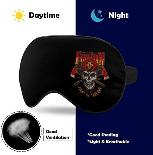 Гроздобер пожарникар череп за спиење слепи маска симпатична сенка за очи Смешно ноќно покритие со прилагодлива лента за жени мажи