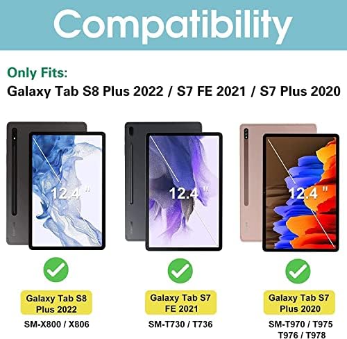 Колибри Цветни Сакура Случај За Samsung Galaxy Tab S8 Плус 2022/S7 FE 2021/S7 Плус 2020 12,4 Инчи, 360 Степени Ротирачки Преклопен