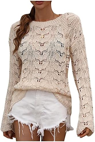Зимски палто Foviguo, плус блуза со големина за жени зимска обична работа џемпер со долг ракав, буги удобен екипаж врат крпеница