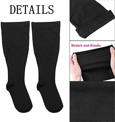Зингсо широки чорапи за компресија за жени, 2 пара плус големина дополнителна голема големина Поддршка чорапи чорапи го намалува