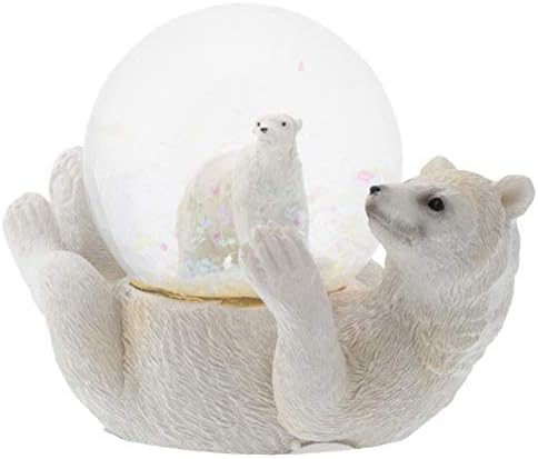 Еланзе дизајнира бела поларна мечка мама и младенче фигура 45мм сјај за снежен глобус декорација