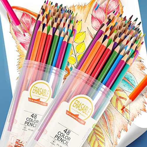 Обоени моливи засновани на масло од LJWSPP, сет од 48, метални и неонски бои, претходно остри, уметнички и училишни материјали