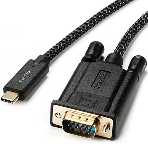 DTEEDCK USB C до VGA кабел 6 ft, USB Type C до VGA кабел Цврсто плетенка за USB 3.1-компатибилен со MacBook Pro, iPad Pro Samsung S10/S9/S8,