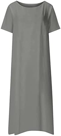 Фустан dfhyar за жени случајна шема на вратот, печати кратки ракави, летаат цветни печатени фустани со џеб лежерен долг