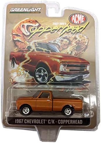 1967 Chevy C/K пикап камион бакар портокалова металик металик Стејси Дејвид Коперхед 1/64 ДИКАСТ МОДЕЛОТ КАРТ ОД Гринлајт за
