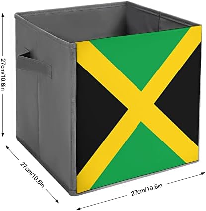 Знаме На Јамајка Корпи За Складирање Коцки Преклопни Ткаенини Организатори Со Рачки Облека Торба Кутија За Книги Кошница За Полици Плакар