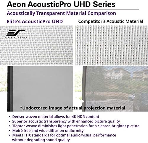 Серија на елитни екрани Aeon Auhd, 150-инчен 16: 9, 4K домашен театар фиксирана рамка на раб на слободна граница звук транспарентен перфориран екран на проектор на ткаење, AR15
