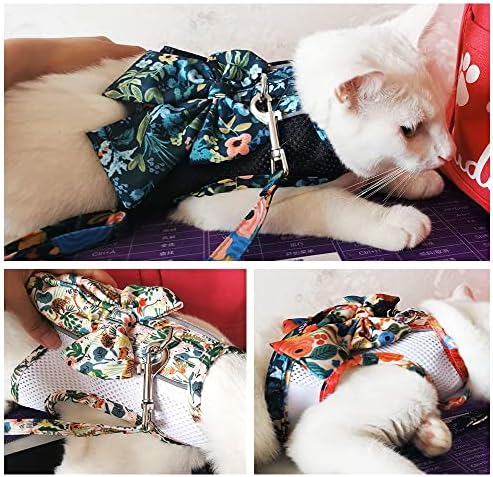 Генерички дишено најлонско решетка за кучиња и поводник сет мода печатена чивахуа затемнувач со лак за мали средни кучиња мачки