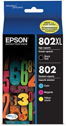 Epson T802XL-BCS DURABrite Ултра Црна Висок Капацитет И Боја Комбо Пакет Стандарден Капацитет Кертриџ Мастило &засилувач; T802520 DURABrite