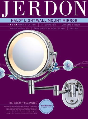Џердон Двострано Огледало За Шминка Поставено На Ѕид Со Огледало За Шминка Осветлено Со Осветлување На Ореол СО Зголемување ОД 5 ПАТИ &засилувач;