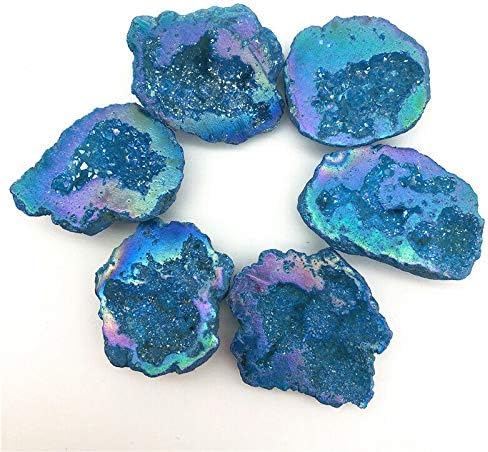 Binnanfang AC216 1PC светло сина титаниум аура агат кварц кластер кристал точки геодески примероци декоративни камења и минерали кристали