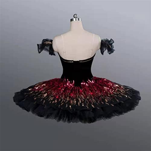Zjhyxyh Црно црвен професионален балет за конкуренција костум за возрасни балетски костуми палачинка класична