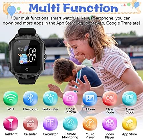 Паметна часовник за деца со SIM картичка, 4G Kids GPS Tracker Watch, IP67 водоотпорен 2 пат повик видео и говорниот разговор SOS педометар,