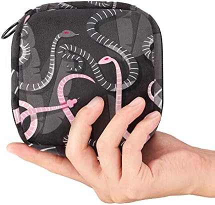 Период торба, санитарна торба за складирање на салфетки, држач за подлога за период, торбичка за шминка, розова црна змија животинска шема