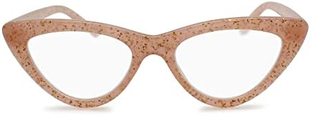 Розови кристали сјајни очила за читање очи за очи за жените да изгледаат стилски со висок вид - удобно за сите очила за читање