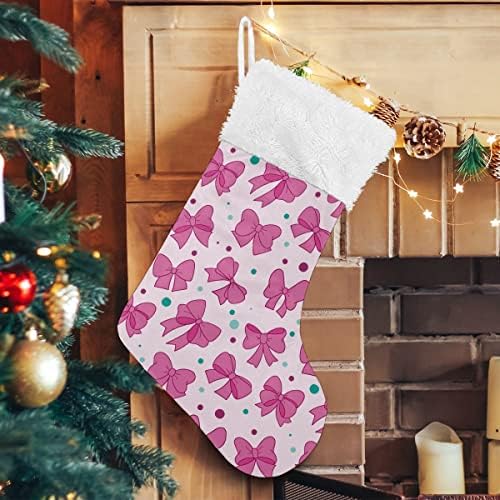 Божиќни чорапи розови лакови шема девојки романтична бела плишана манжетна мерцеризирана кадифена семејна празник персонализиран голем декорација на Божиќна за?