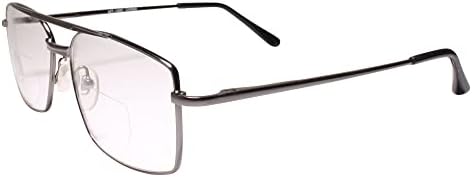 Рамка за правоаголник Гунметал Гроздобер 80 -ти 90 -ти бифокален читач 1,25 очила за читање