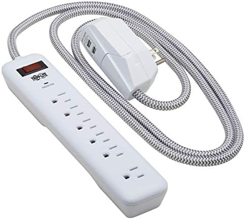Заштитник на електрична енергија Tripp Lite Surge 7-Outlet со 2 USB порти 6ft кабел бело