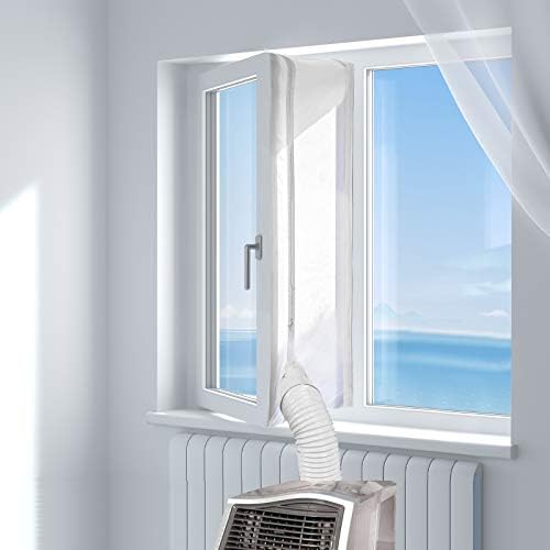 Универзален заптивка на прозорецот Hoomee 400cm за преносен климатик и фен за сушење - работи со секое мобилно климатизација, лесен за инсталирање