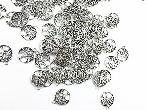 YYaaloa Пакет од 50 Дрво На Животот Привлечност Накит Изработка На Сребрени Привлечности Мешани Мазни Тибетски Сребрени Метални Шарм