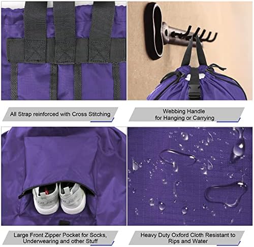Пиволна Пурпурна Торба За Перење Ранец X-Голем За Патување w Прилагодливи Ремени за Рамо&засилувач; Затворање На Врвки Тешка Валкана Облека Попречува Торба Со Рачка