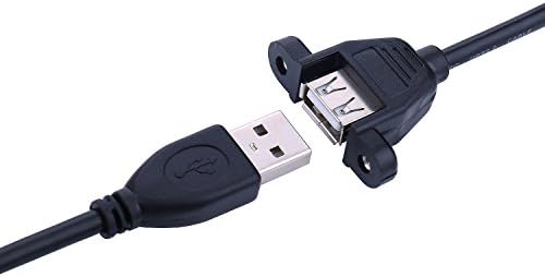 Igreely USB продолжено кабел 2pack 1ft/30cm USB 2.0 панел-монтиран тип a машко за да напишете женски кабел
