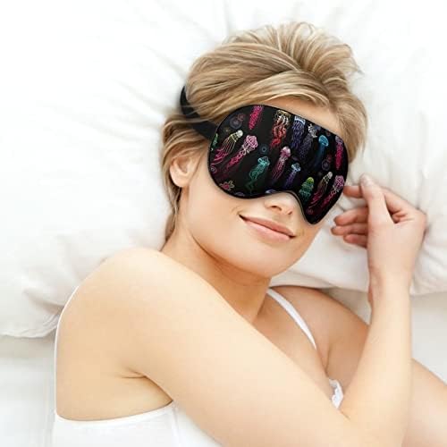 Обоени медузи меки маски за очи со прилагодлива лента лесна удобна слепило за спиење