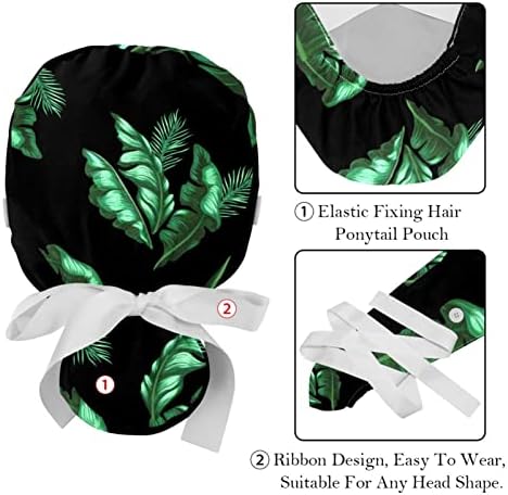 2 пакувања за работни капачиња со копче и џемпери, тропски растенија прилагодливи буфантни шрафлички капи конска опашка