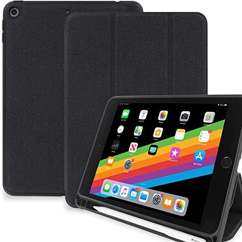 Хомо iPad Мини 5 Случај Со Држач За Пенкало - Двојна Јаглен Сива Супер Тенка Покривка Со Гумени Грб И Паметни Функција