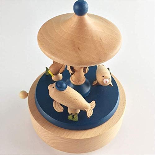 Музичка кутија за замокот Шипт, Декорација за роденден Дрвена играчка подарок за деца Големина: 11x11x16.5 см