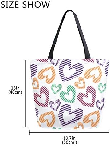 Алаза Денот На Вљубените Срце Платно Торба За Жени Патување Работа Шопинг Намирници Чанти Со Горна Рачка Големи Торби Чанти За