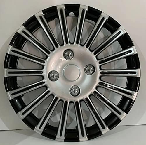 Сет од 4-та тркала од 13 инчи сребрено-црно универзално hubcap одговара на повеќето автомобили