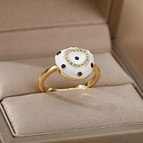 Лојхој Панк Кристал Зловно очите прстени за жени шарм цирконски венчавки прстени со бело ангажман прстен за прстен накит - JZ2847G -1