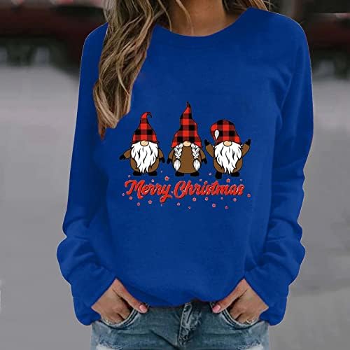 Crewneck Sweatshirtените жени Божиќни кошули Симпатична ирска gnome семејство лабава се вклопуваат во новинарите џемпери џемпери екипаж џемпер