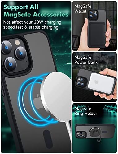 Mgnaoi Магнетни Случај за Iphone 14 Pro Max Случај [Mil-Одделение Капка Тестирани &засилувач; Компатибилен Со MagSafe] Проѕирен