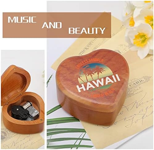 Лето Хаваи Вуд музичка кутија Антички врежани музички кутии подароци за роденден Божиќ Денот на благодарноста