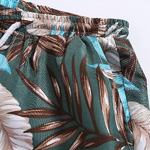 Шорцеви за мажи за мажи, машка хавајска модна лежерна костим за капење лабава лисја печати шорцеви